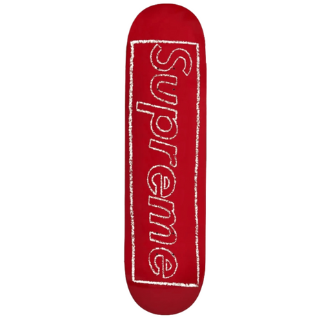 Supreme KAWS Chalk Logo Skateboard Deck Red