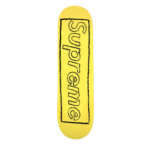 Supreme KAWS Chalk Logo Skateboard Deck Yellow