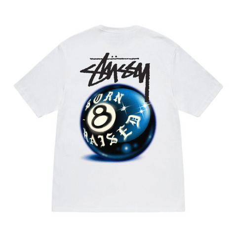 Stussy x Born X Raised 8 Ball Tee 'White'