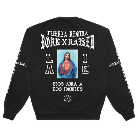 Born X Raised + Fuerza Regida Jesucristo Crewneck