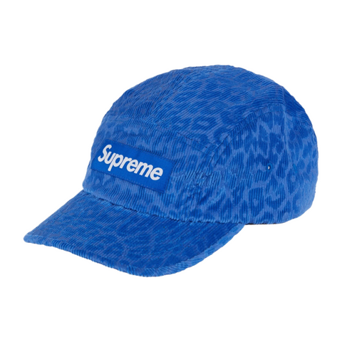 Supreme Leopard Corduroy Camp Cap Blue