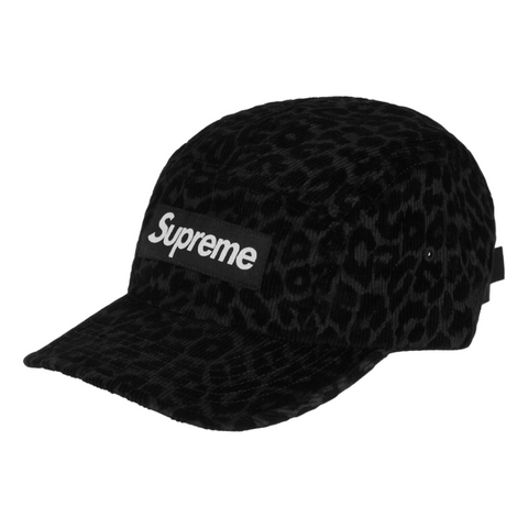 Supreme Leopard Corduroy Camp Cap Black