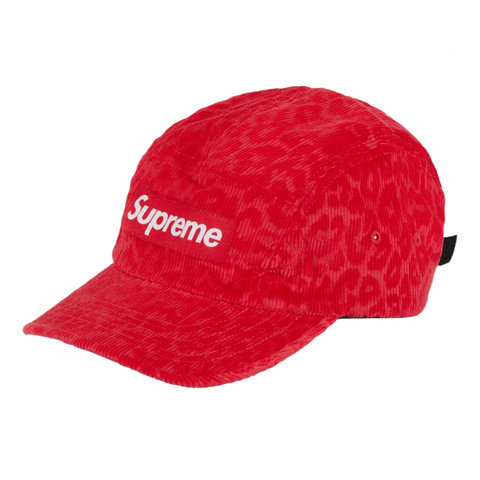 Supreme Leopard Corduroy Camp Cap Red